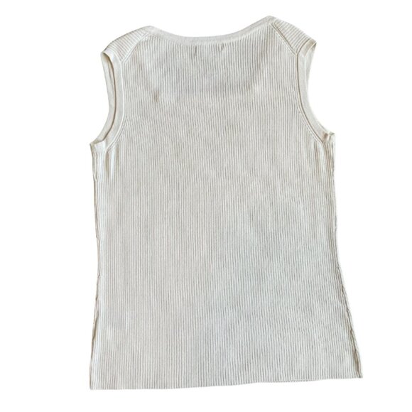 Multiples cream/ivory ribbed tank top with flat brass stud detail size PM - Picture 2 of 8